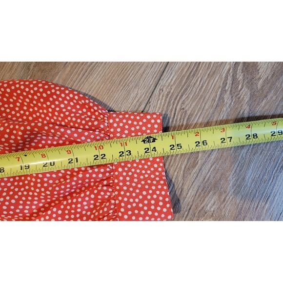 St. John Polka Dot Pullover Silk Blouse Orange Sz 16 Women's Zip Career - Picture 7 of 10